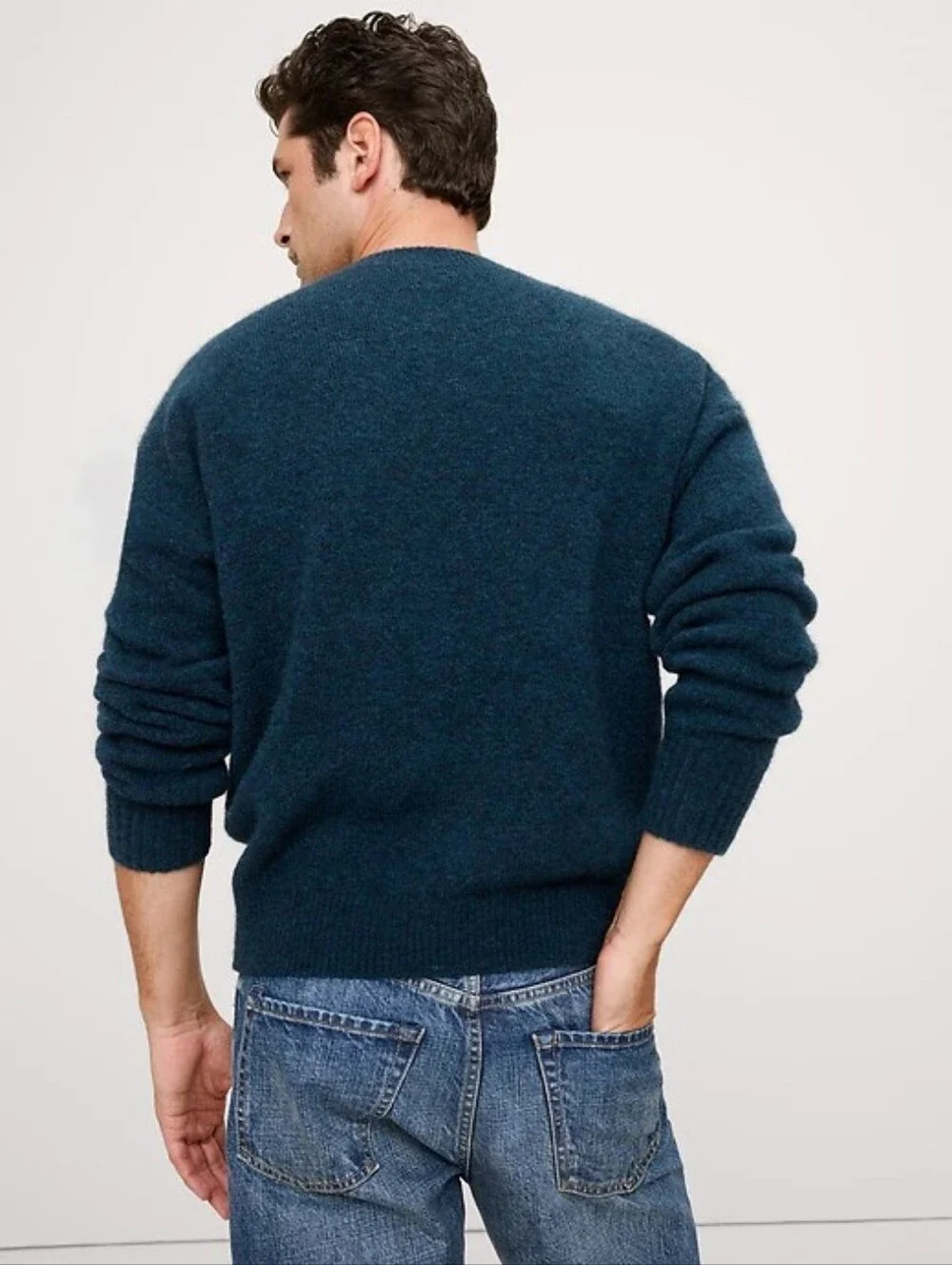 NWT Banana Republic Teal Shadow Italian Alpaca-Wool Blend Sweater Size Large
